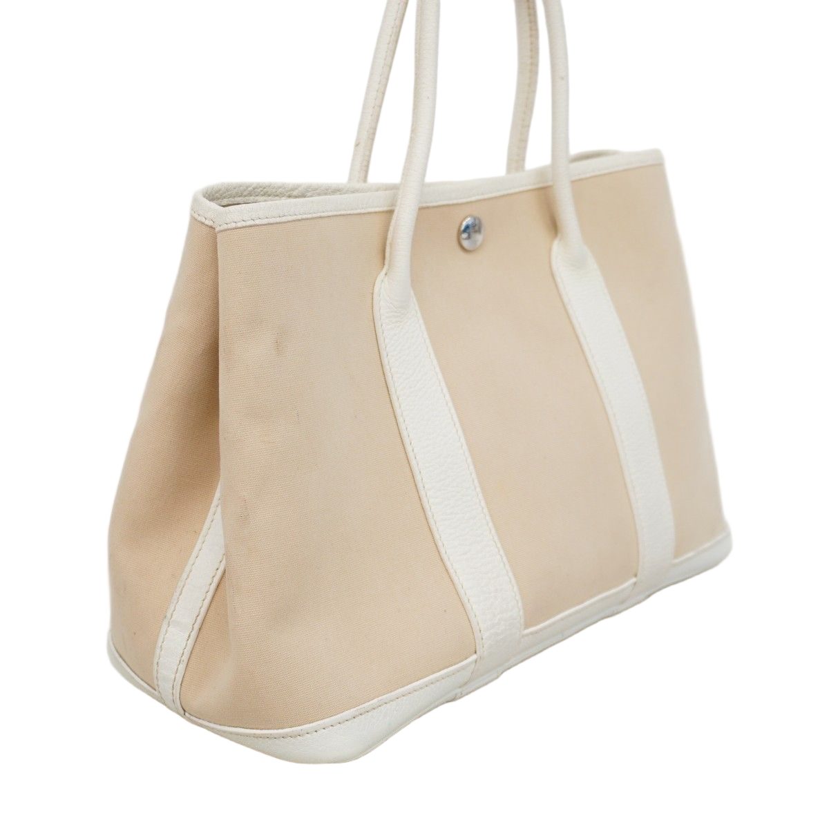 Hermes Handbag Garden Party TPM Toile Officier White Silver — view 2