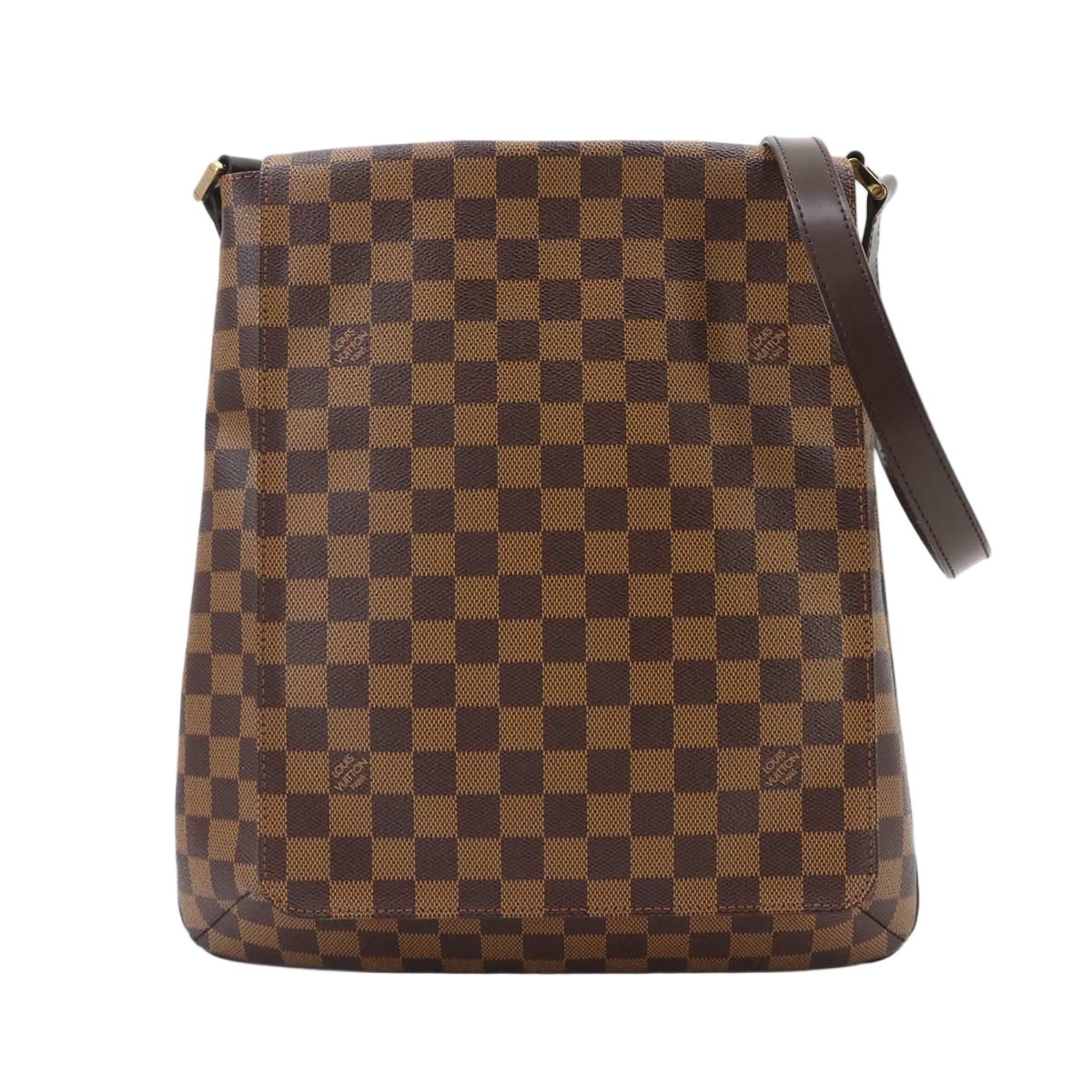 Louis Vuitton Damier Musette Shoulder Bag Ebene Brown Gold