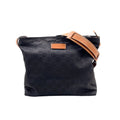Gucci GG Pattern Leather Nylon Dark Brown Light Shoulder Bag Gold