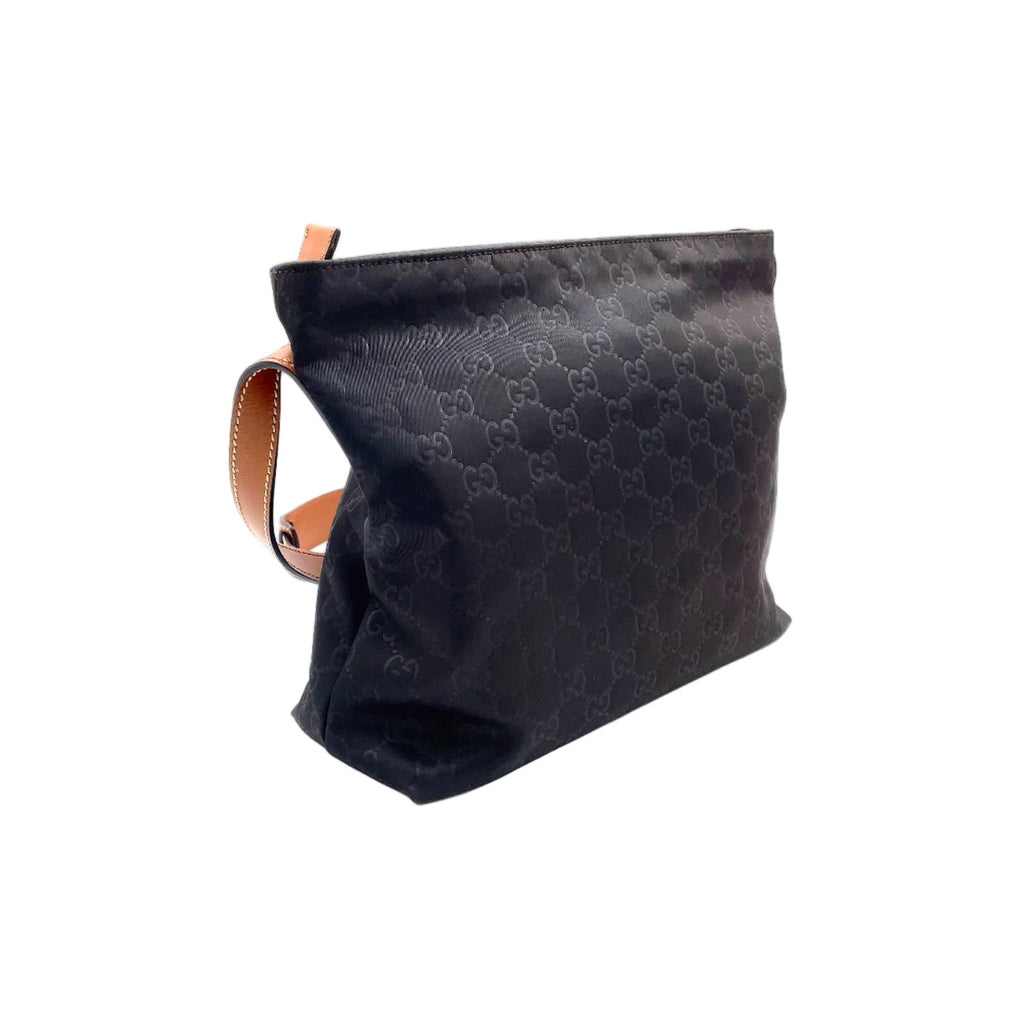 Gucci GG Pattern Leather Nylon Dark Brown Light Shoulder Bag Gold — view 2