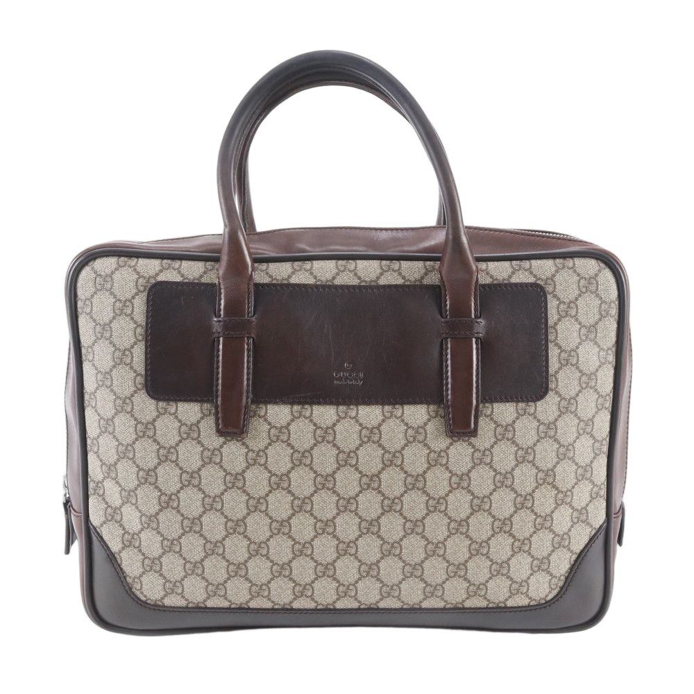 Gucci GG Supreme Leather Business Document Briefcase Brown