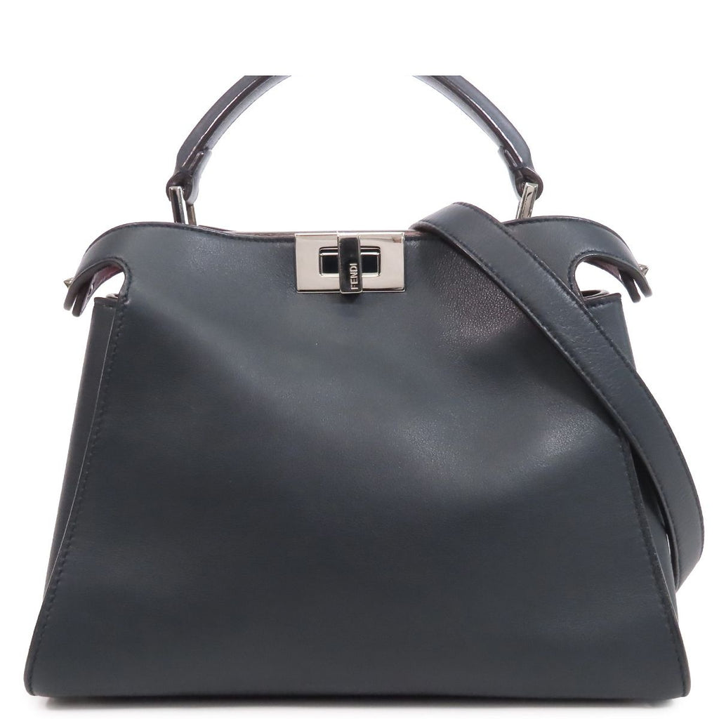 Fendi Peekaboo Navy Leather 2-Way Shoulder Bag