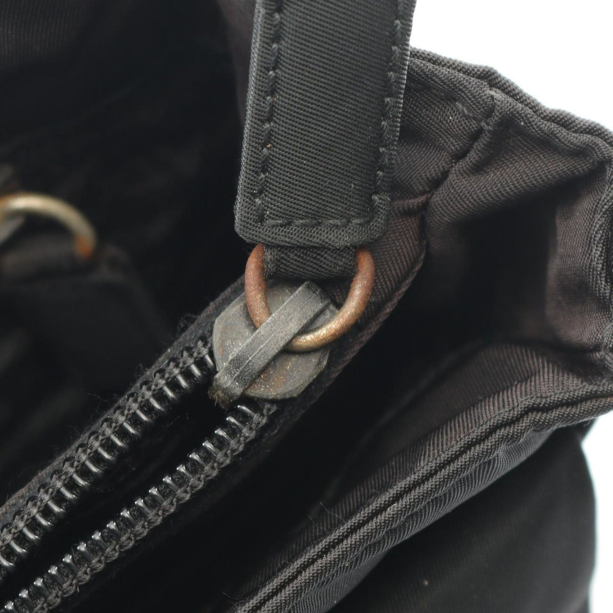 Prada Handbag Triangle Logo Black Nylon B — view 5