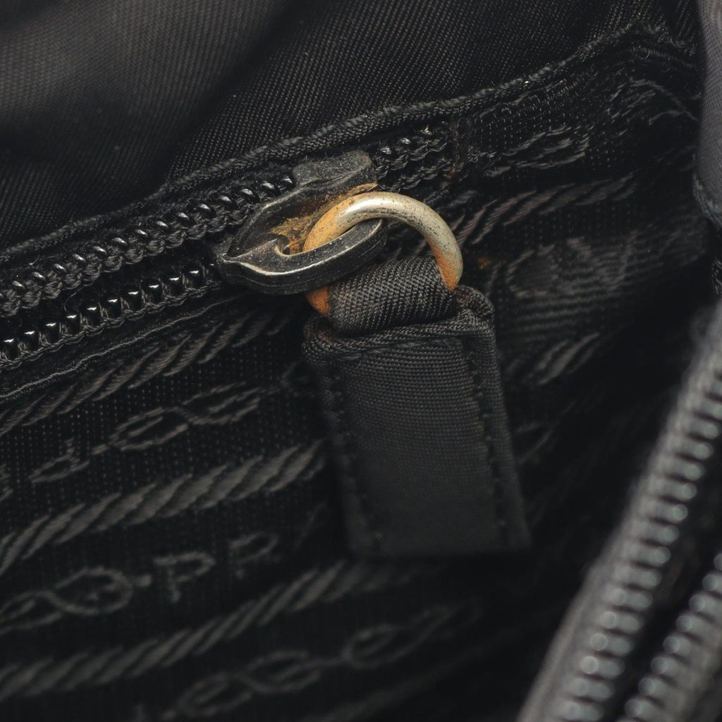 Prada Handbag Triangle Logo Black Nylon B — view 6
