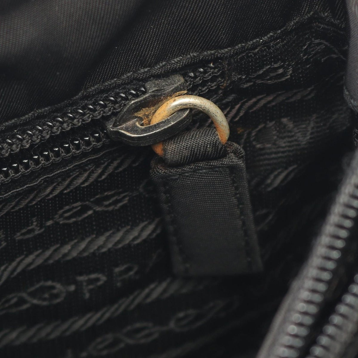 Prada Handbag Triangle Logo Black Nylon B — view 6