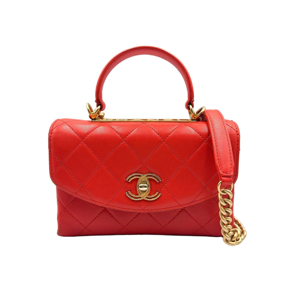 Chanel CC Lambskin Orange Shoulder Bag Gold