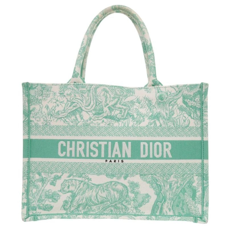 Dior Book Tote Medium Toile de Jouy Embroidered Canvas Mint Green Bag 1420 — view 2