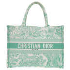 Dior Book Tote Medium Toile de Jouy Embroidered Canvas Mint Green Bag 1420 — view 2