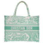 Dior Book Tote Medium Toile de Jouy Embroidered Canvas Mint Green Bag 1420