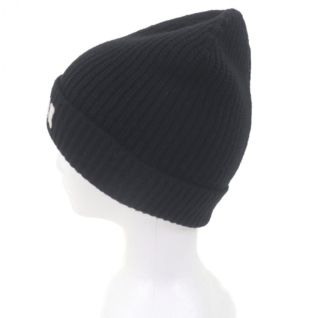Celine Wool Logo Patch Knit Cap Beanie Black TU — view 2
