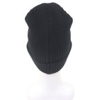 Celine Wool Logo Patch Knit Cap Beanie Black TU — view 3