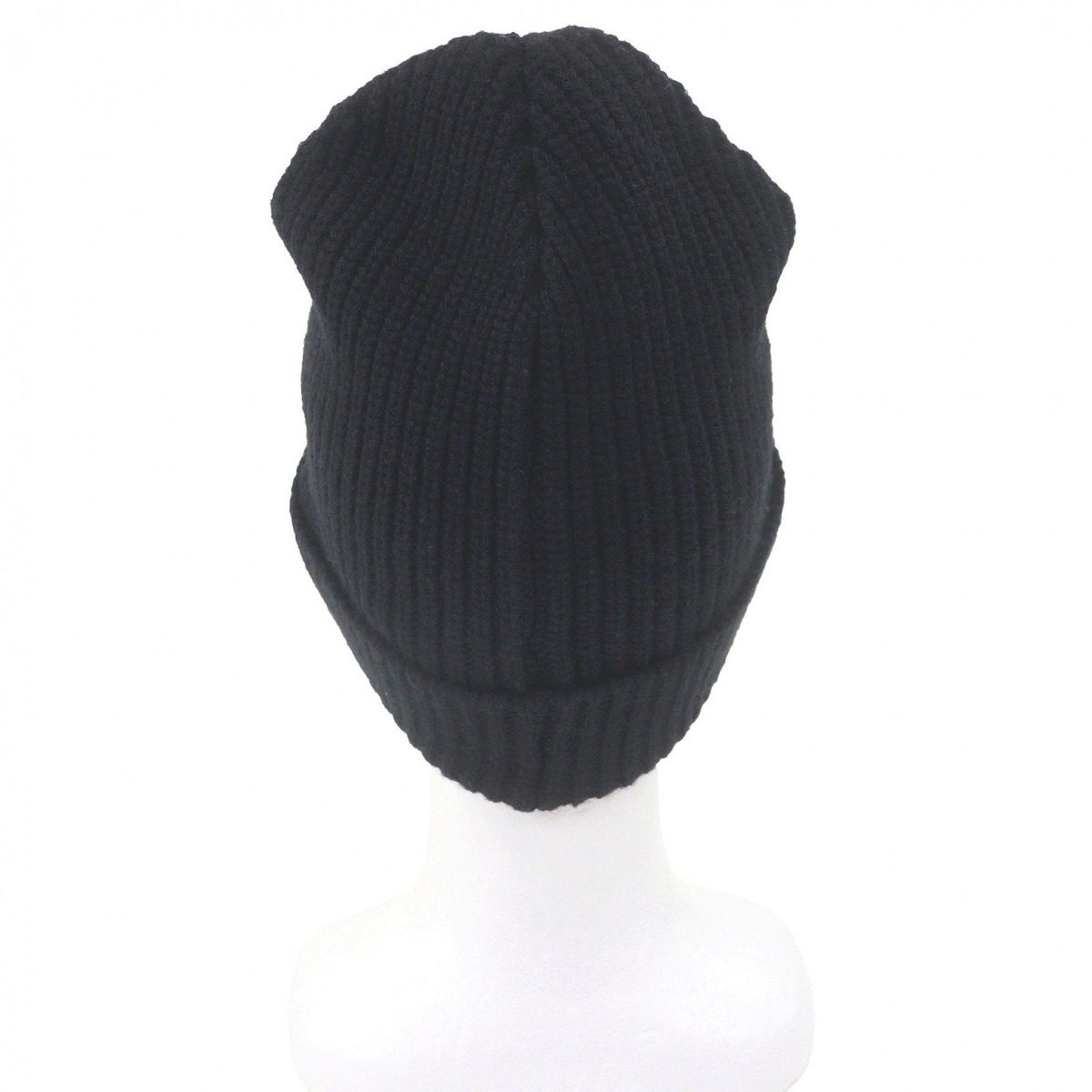 Celine Wool Logo Patch Knit Cap Beanie Black TU — view 3