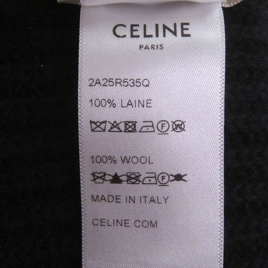 Celine Wool Logo Patch Knit Cap Beanie Black TU — view 7