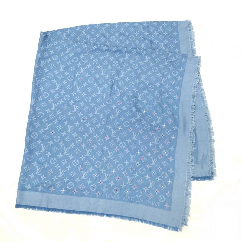 Louis Vuitton Shawl Wool Silk Blue