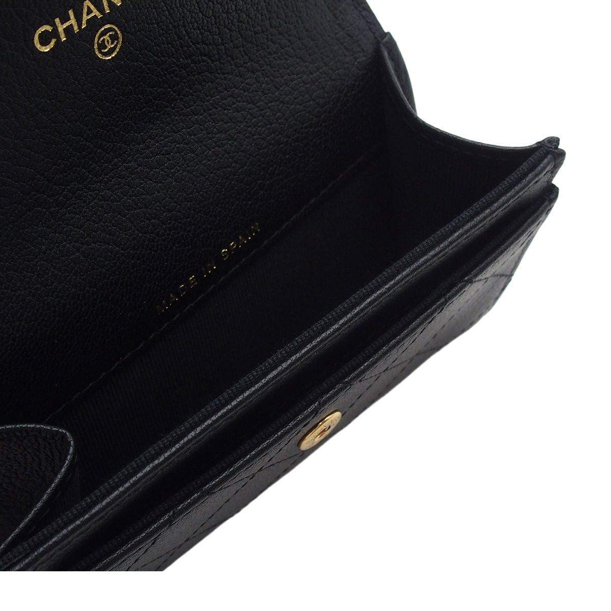 Chanel Card Case Quilted CC Logo Black Gold Leather — view 4