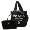 Prada Handbag Shearling Logo 2-Way