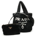 Prada Handbag Shearling Logo 2-Way