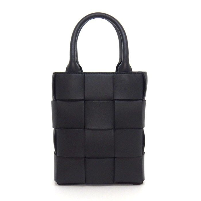 Bottega Veneta Shoulder Bag Cassette Mini Tote Black Lambskin Gold
