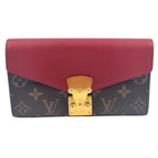 Louis Vuitton Portefeuille Pallas Monogram Initials Leather Brown Red Bifold