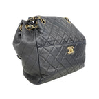 Chanel Shoulder Bag Quilted Lambskin Black Gold — view 2