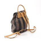 Fendi Backpack Pecan Black Khaki Natural Canvas Leather Beige Brown — view 2