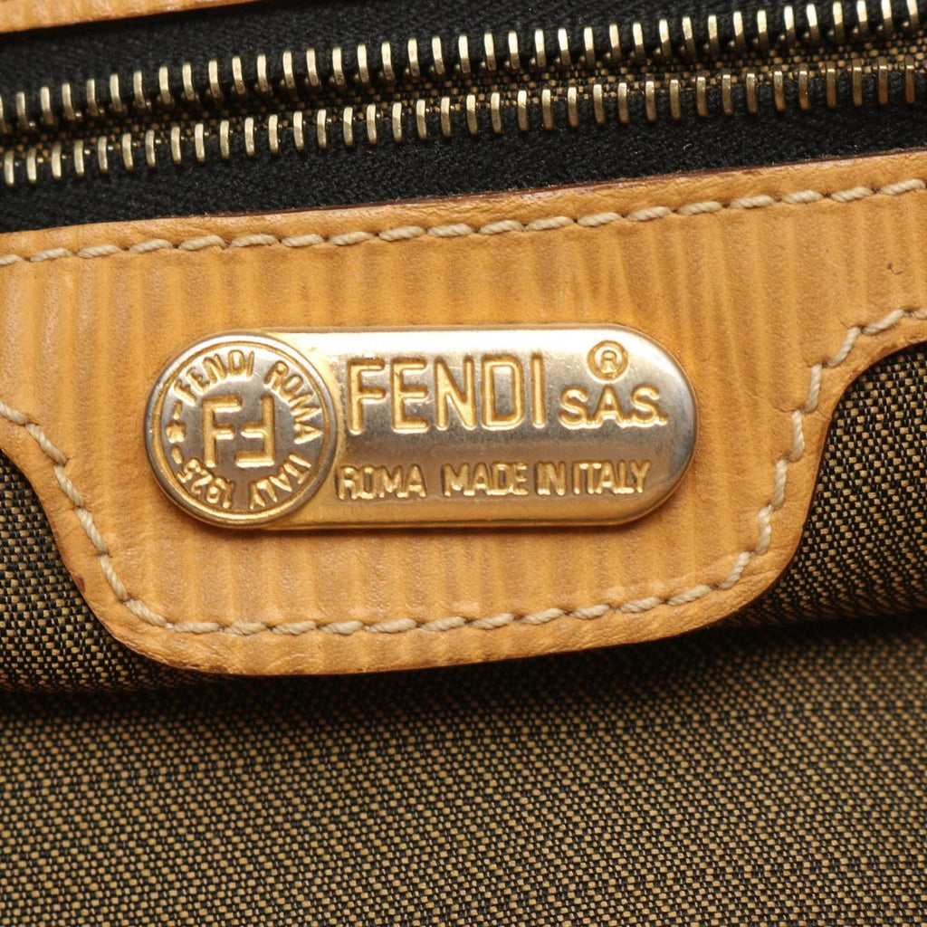 Fendi Backpack Pecan Black Khaki Natural Canvas Leather Beige Brown — view 4