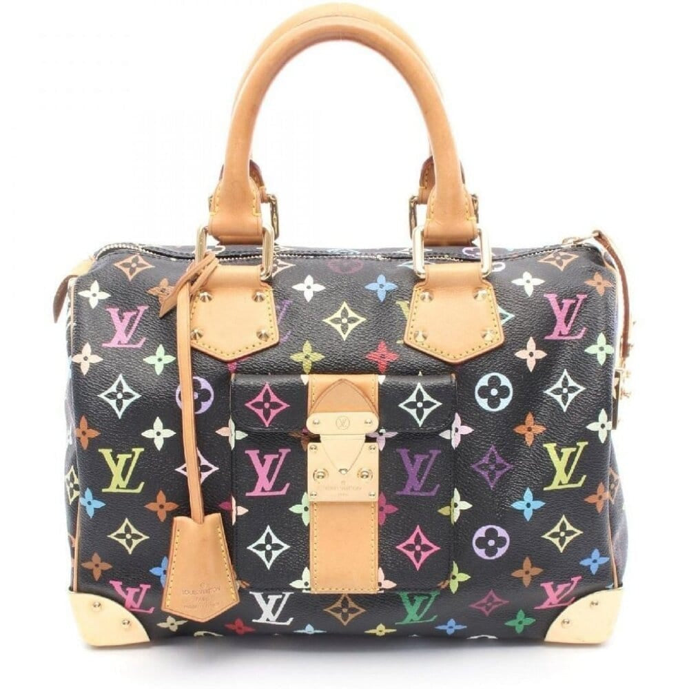 Louis Vuitton Speedy 30 Monogram Multicolor Sac Bag Black Tote Handbag — view 2