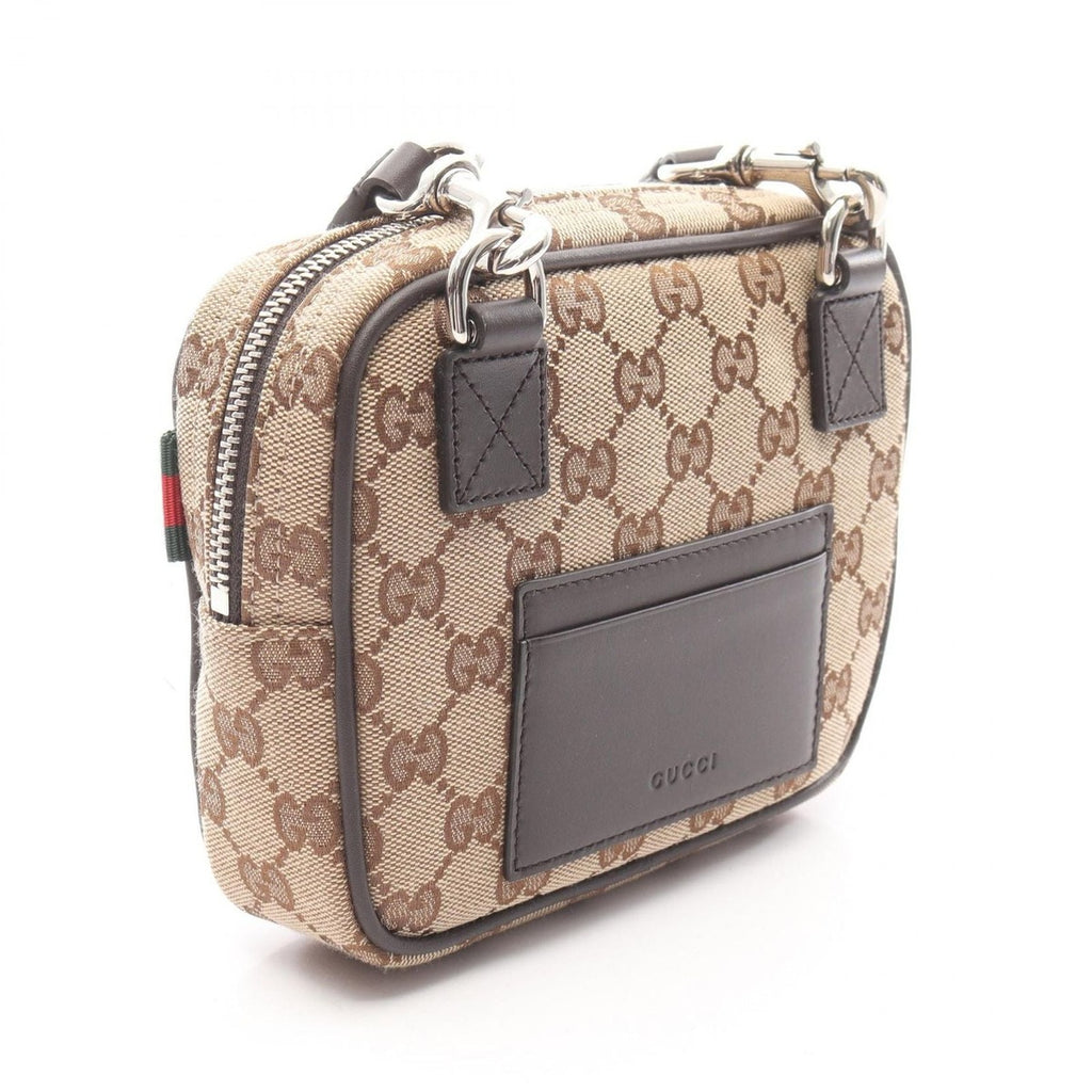 Gucci Shoulder Bag GG Canvas Mini Faeon 9750 Beige Leather — view 2