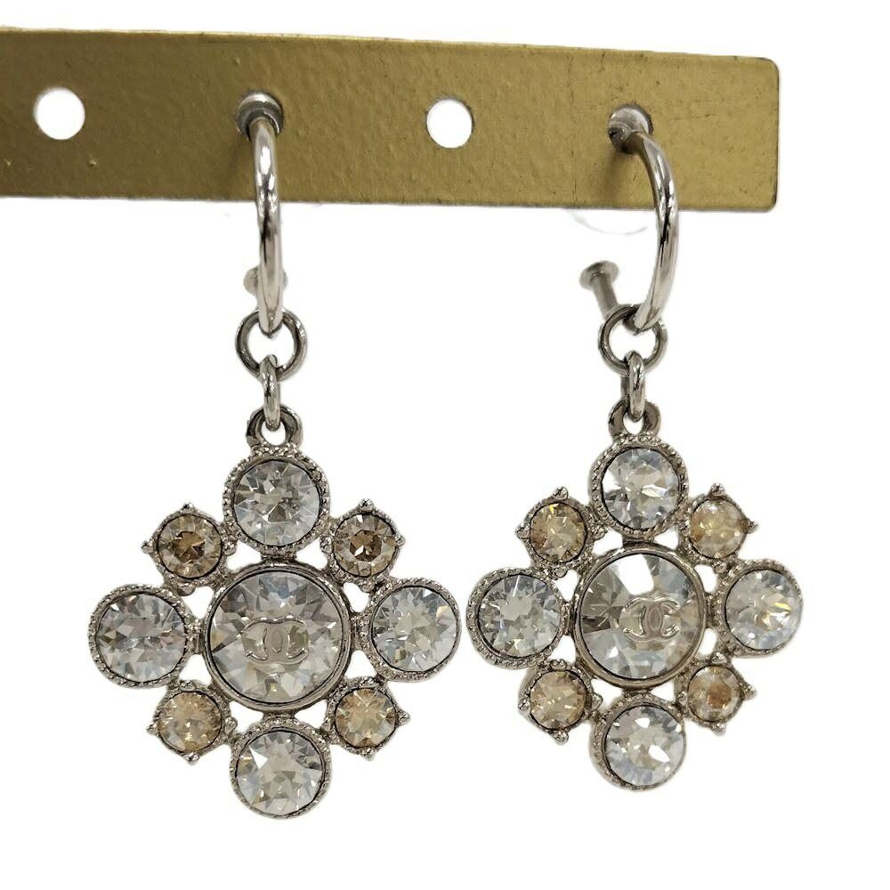 Chanel Earrings Rhinestone CC Logo