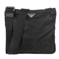 Prada Tessuto Nylon Triangle Logo Plate Messenger Shoulder Bag Purse Black