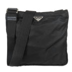 Prada Tessuto Nylon Triangle Logo Plate Messenger Shoulder Bag Purse Black
