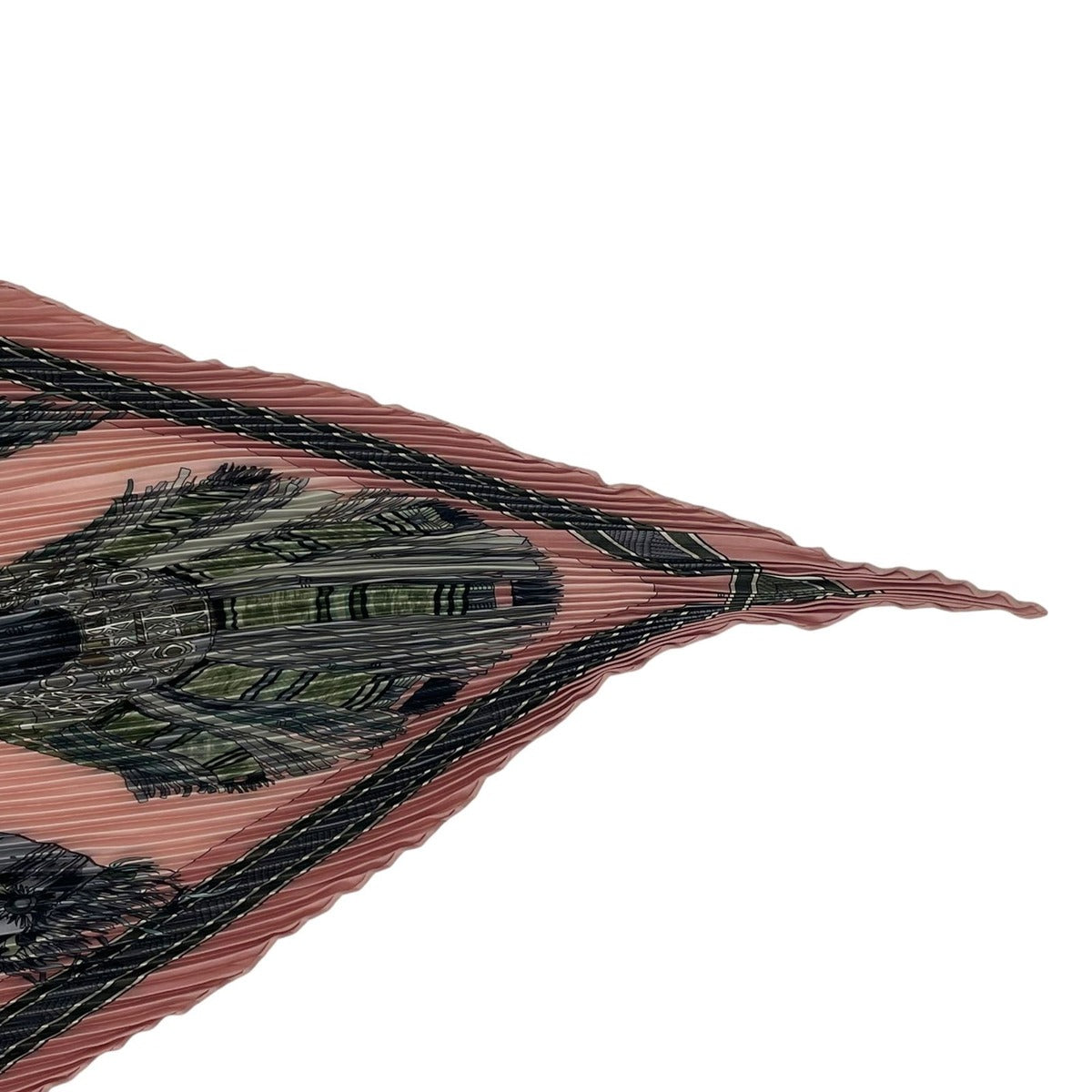 Hermes Scarf Pleated Silk Cuirs du Desert Leather Decoration Pink — view 5