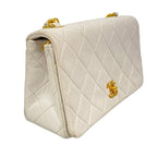 Chanel Shoulder Bag Quilted Lambskin White Gold — view 2