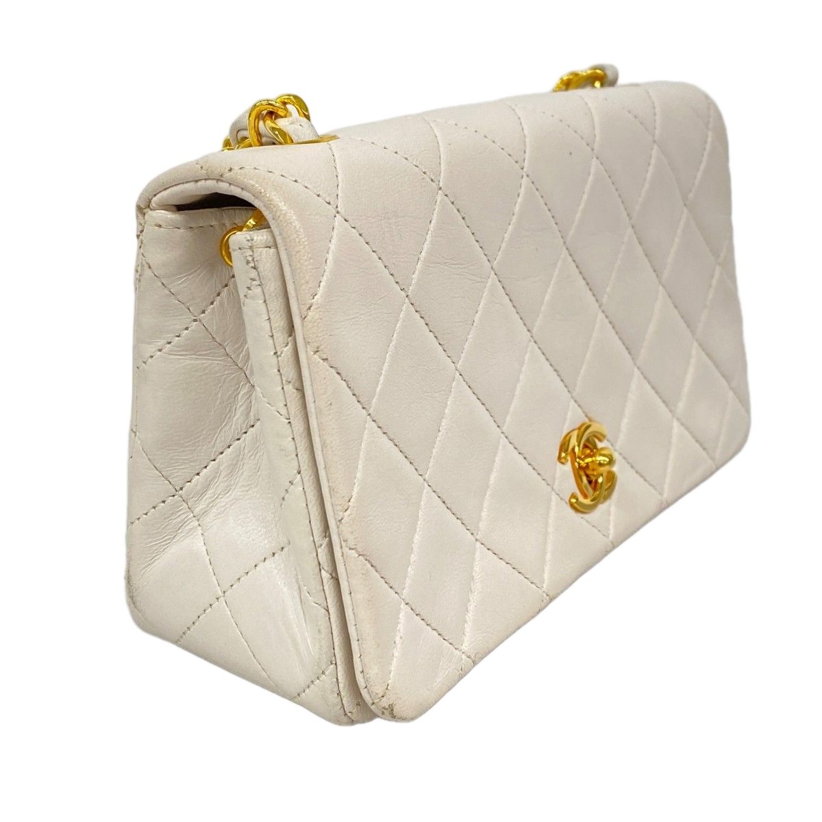 Chanel Shoulder Bag Quilted Lambskin White Gold — view 2