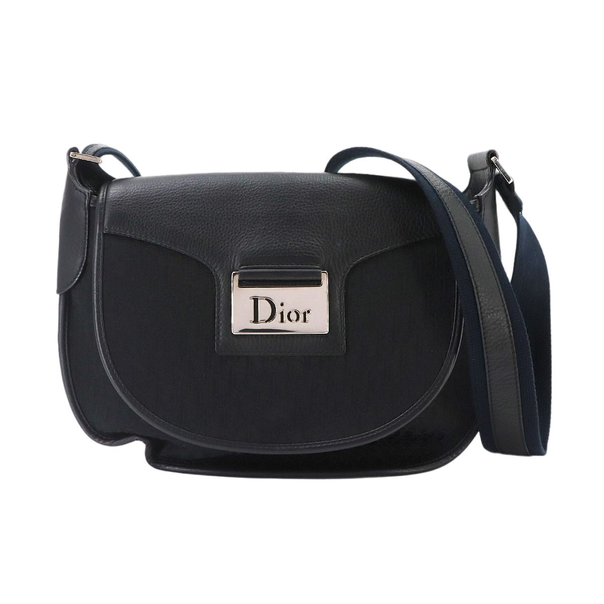 Dior Trotter Street Chic Shoulder Bag Canvas Leather Black