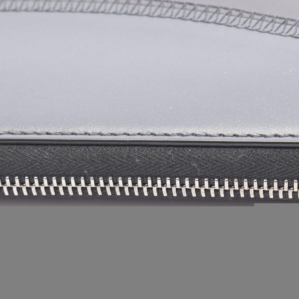 Dior Round Long Wallet Logo Black Gray Leather — view 6
