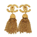 Chanel CC Logo Fringe Swing Earrings