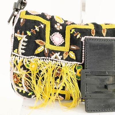 Fendi Mamma Baguette Beaded Fringe Shoulder Bag Bucket Hand FF — view 4