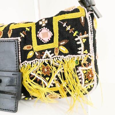 Fendi Mamma Baguette Beaded Fringe Shoulder Bag Bucket Hand FF — view 5
