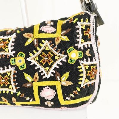 Fendi Mamma Baguette Beaded Fringe Shoulder Bag Bucket Hand FF — view 9