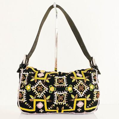 Fendi Mamma Baguette Beaded Fringe Shoulder Bag Bucket Hand FF — view 3