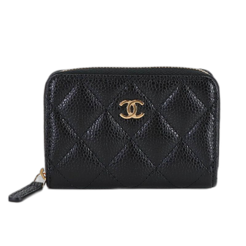 Chanel Quilted Classic Zip Coin Purse Caviar Leather