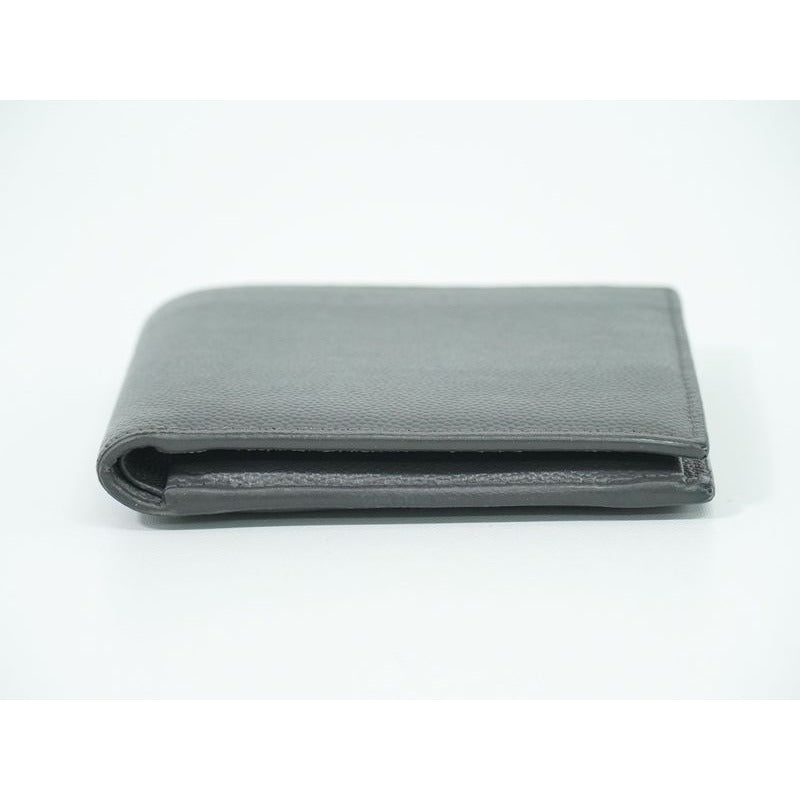 Saint Laurent Leather Fold Wallet Compact Gray — view 3