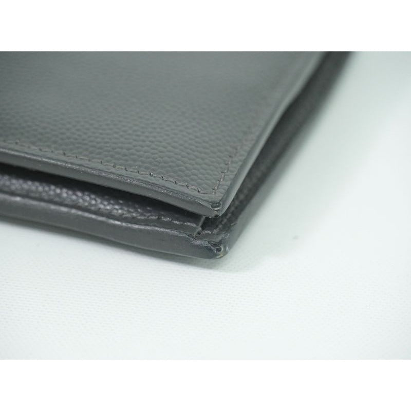 Saint Laurent Leather Fold Wallet Compact Gray — view 5