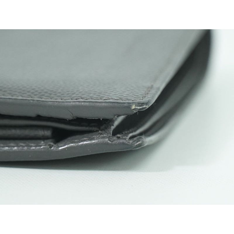 Saint Laurent Leather Fold Wallet Compact Gray — view 6
