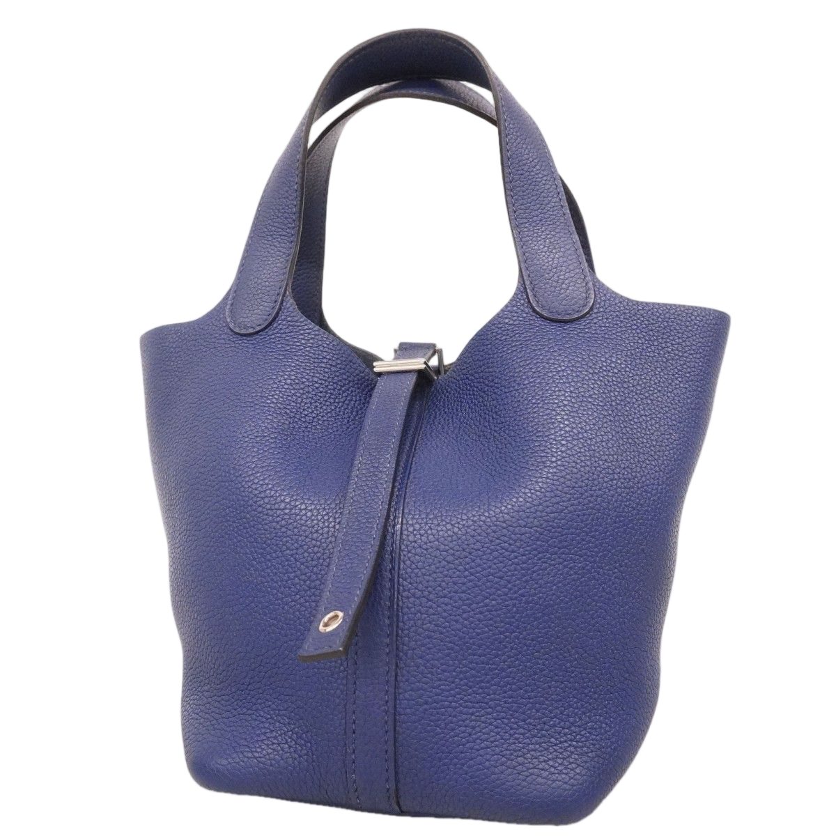 Hermes Handbag Picotin Lock PM Taurillon Morris Blue Silver — view 2