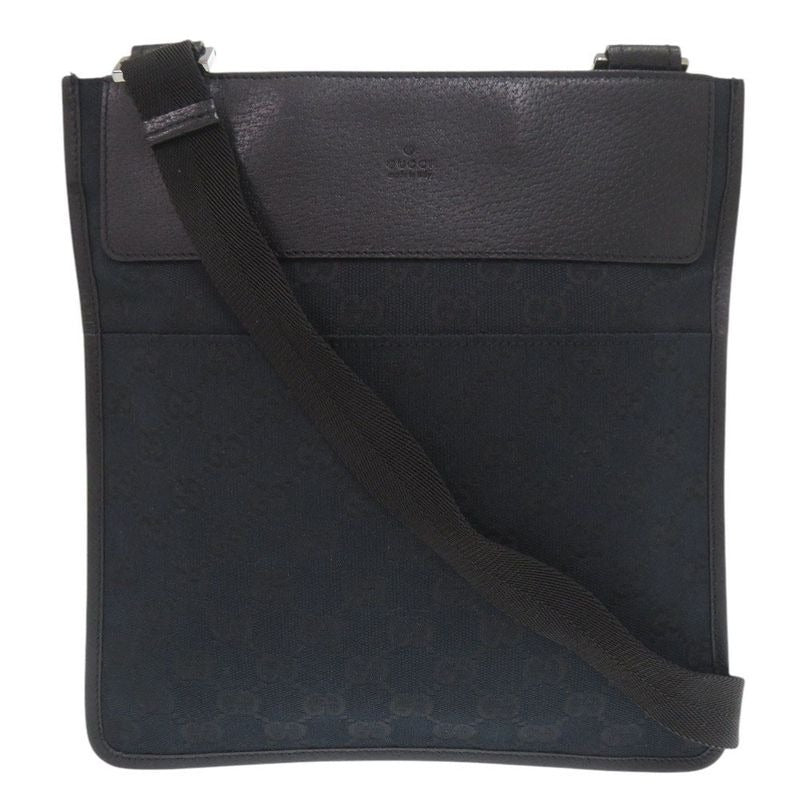 Gucci 27639 GG Canvas Leather Black Shoulder Bag 1047