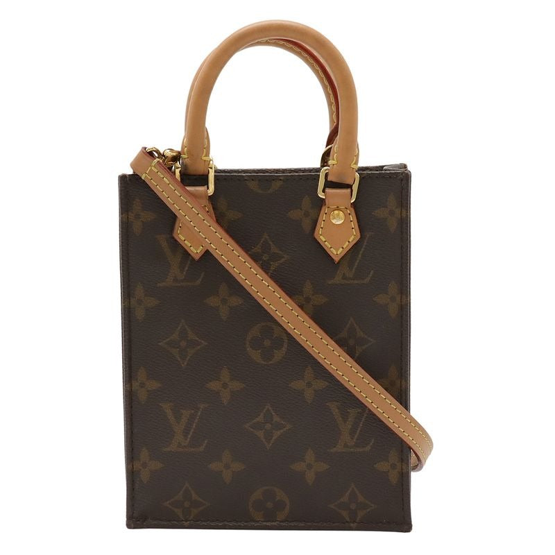 Louis Vuitton Monogram Petite Sac Plat Handbag Mini Bag 2-Way Shoulder