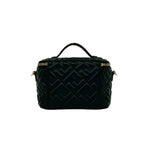 Fendi FF Logo Embossed Leather 2-Way Vanity Chain Shoulder Bag Black — view 3