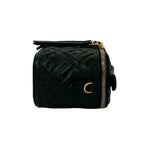 Fendi FF Logo Embossed Leather 2-Way Vanity Chain Shoulder Bag Black — view 6
